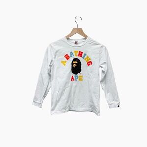 BAPE KIDS Long Sleeve T Shirt White Ape Head Graphic Size 150 (12 US)